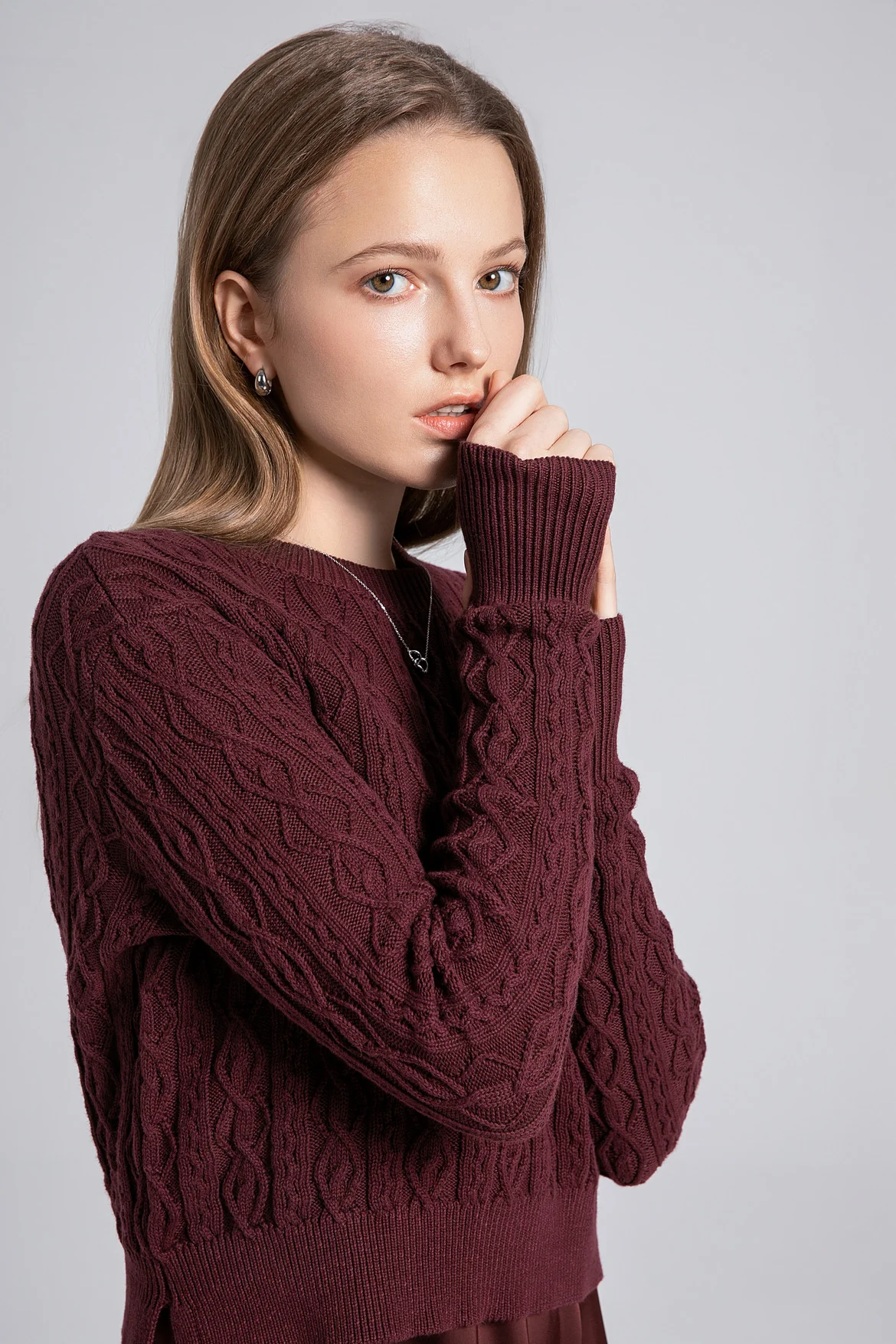 Cableknit Sweater Satin Jumper - Image 4