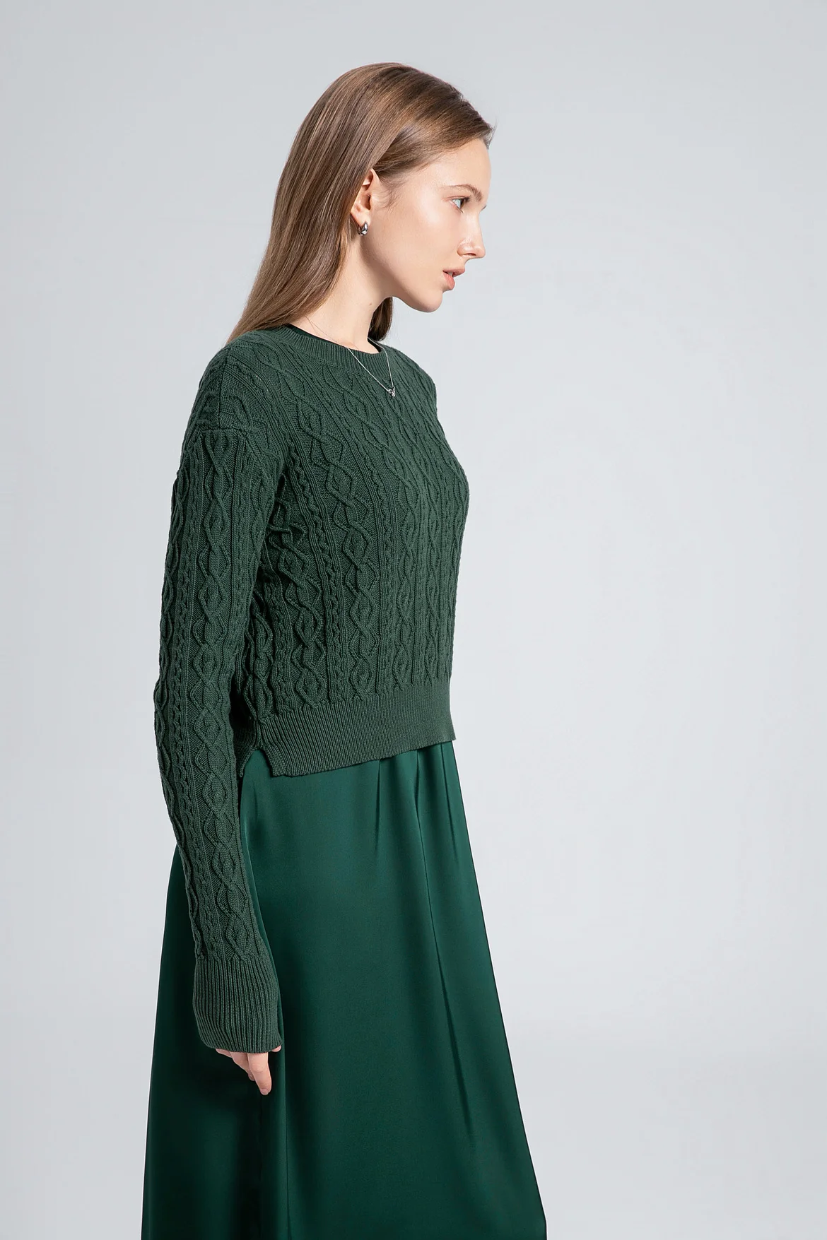 Cableknit Sweater Satin Jumper - Image 8