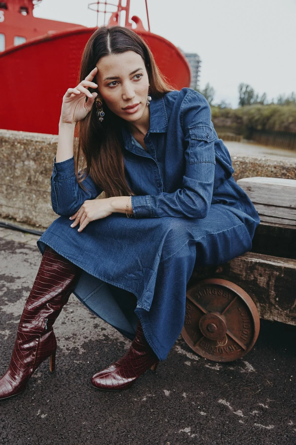 Black Denim Jumper Shirt Set - Image 5